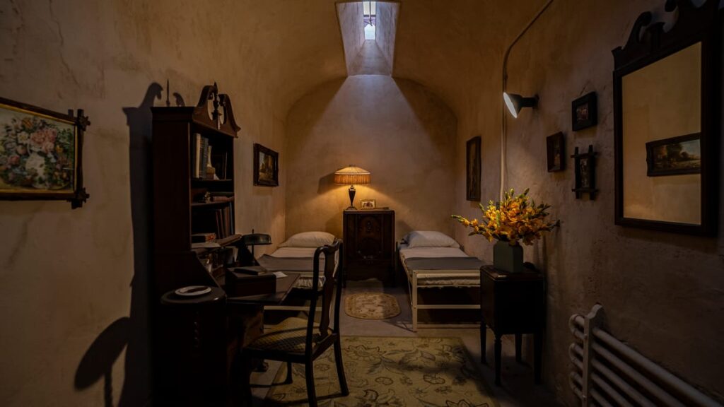 Eastern State Penitentiary hosted Al Capone for a stint, this replica cell shows the accommodations he was afforded during his stay