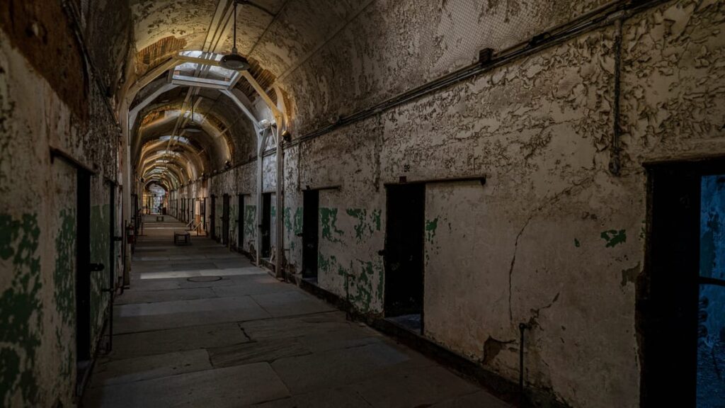 The long cellblocks at Eastern State