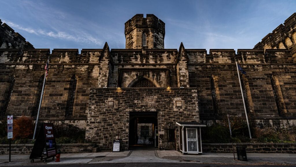 The main gate leading into Eastern state Penitentiary