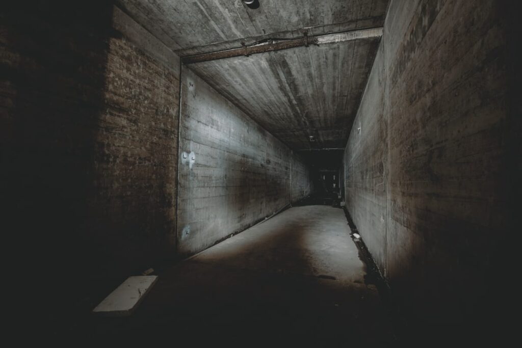 One of the many stretching, dark tunnels beneath the haunted Hales Bar Dam