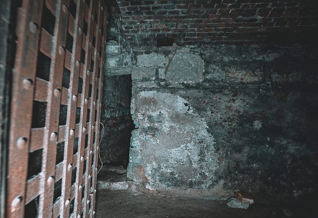 An area referred to as the Dungeon beneath the haunted Old Blackford County Jail