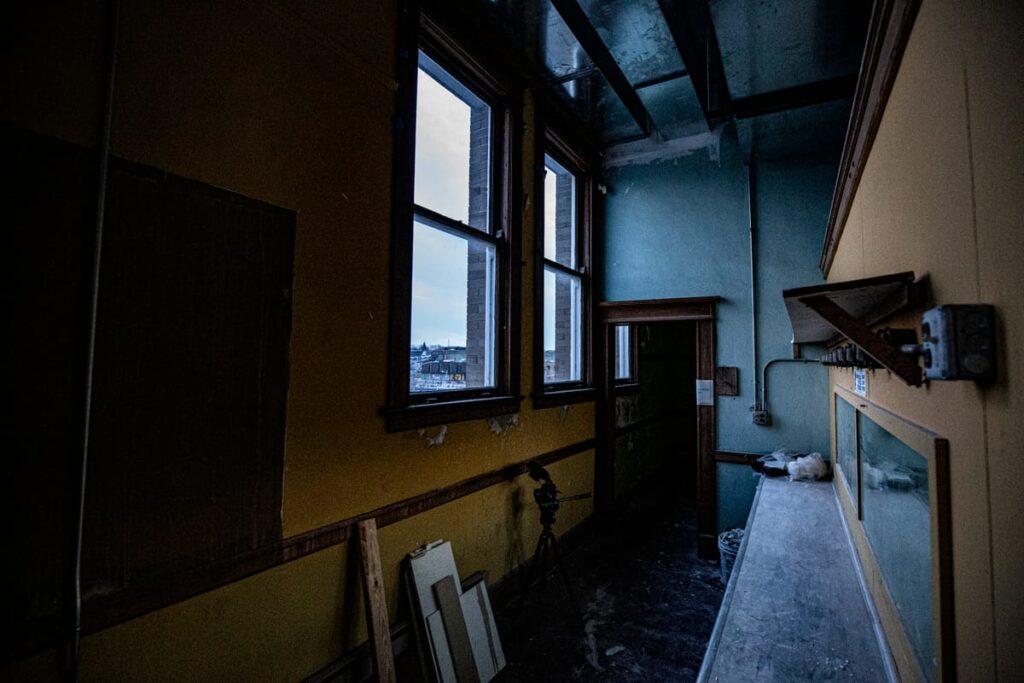 The dusty, disused backstage area of the former Little Theater is rumored to be haunted by staff at the Janesville Senior Center