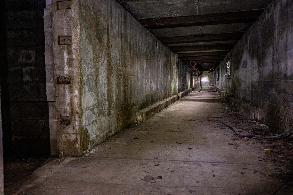 Underground tunnels connect the administrative and geriatric wings of the complex. Now home to particularly large spiders