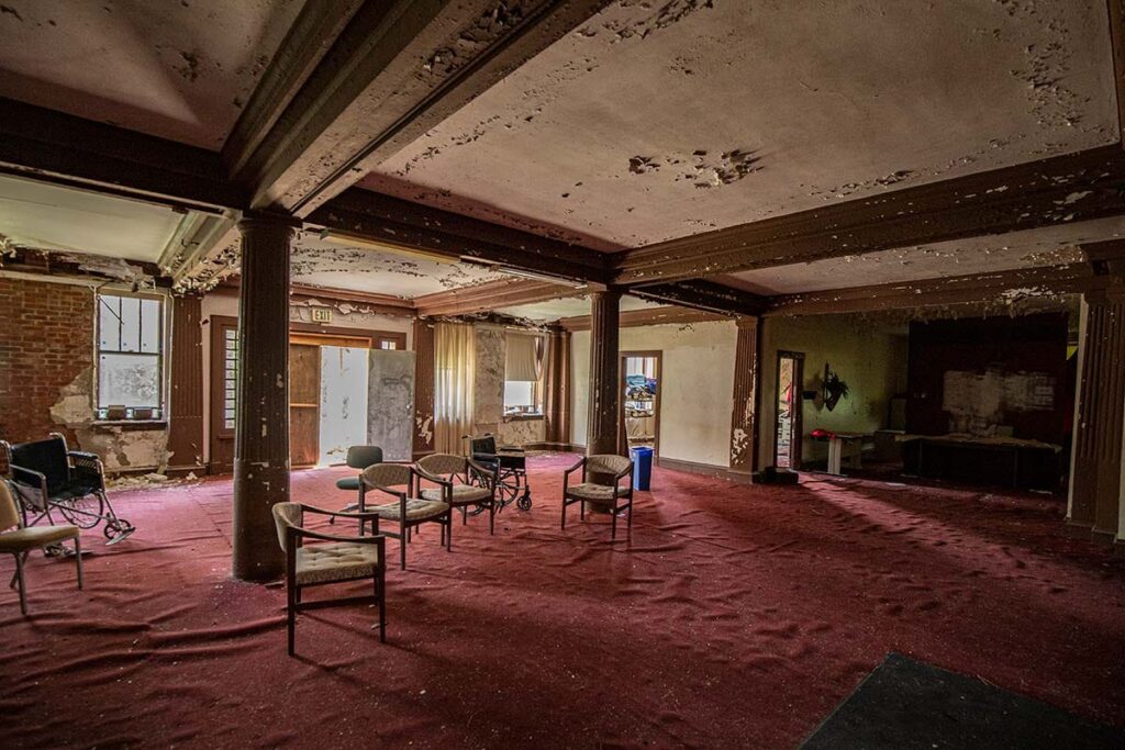 Ghosts wander the crumbling Administrative Building's halls