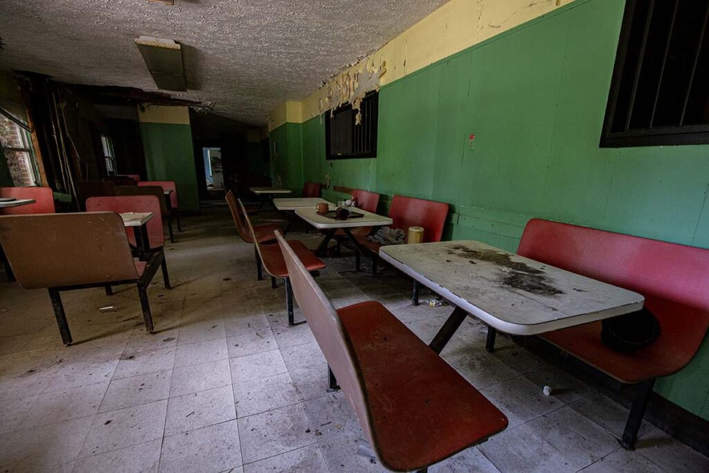 The cafeteria of the haunted Indiana State Sanatorium