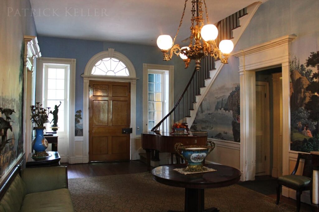 The Foyer of the haunted Monmouth Plantation in Mississippi