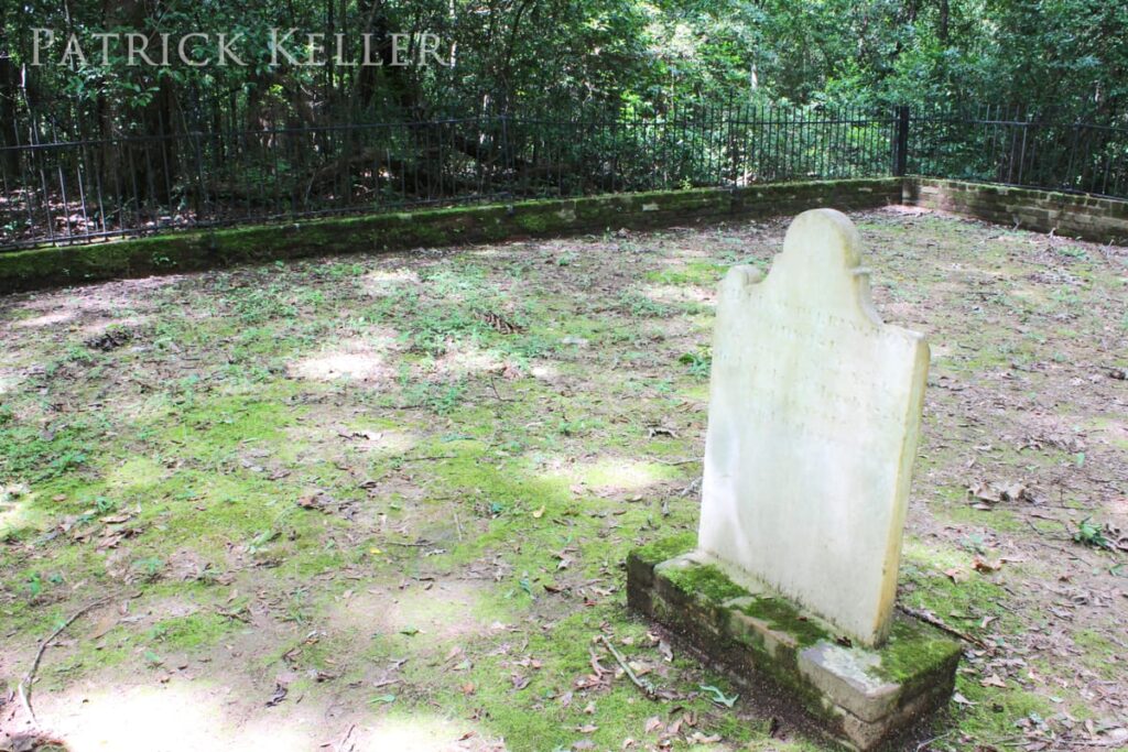 A grave in the Monmouth Plantation's garden