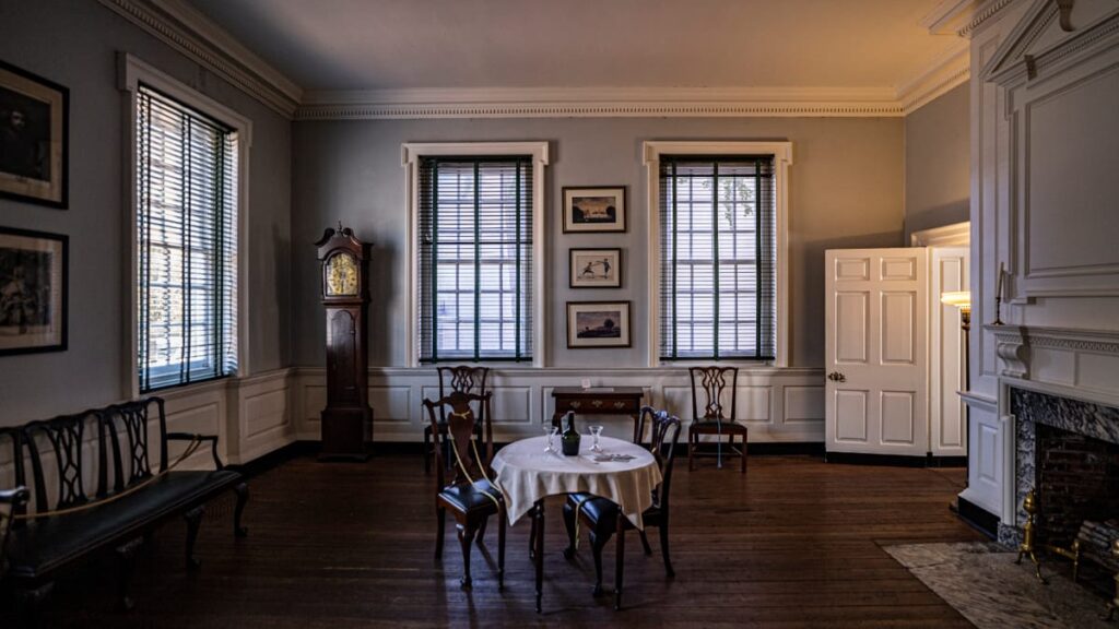 Mail Room and foyer of the Poweel House in Philadelphia